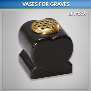 black granite heart vase for irish graves